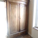 Old wardrobe Louis Philippe 2 doors 19th century 1 drawer shelves
