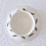 Large hand painted earthenware footed bowl Christmas decor