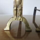 Anton Prinner, pair of Shaman fire dogs in gilded bronze, monogrammed, 1930