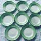 8 hollow plates in mint green and white earthenware, vintage 1950/60s L'Amandinoise