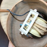 Scandinavian hanging lamp in teak and rope