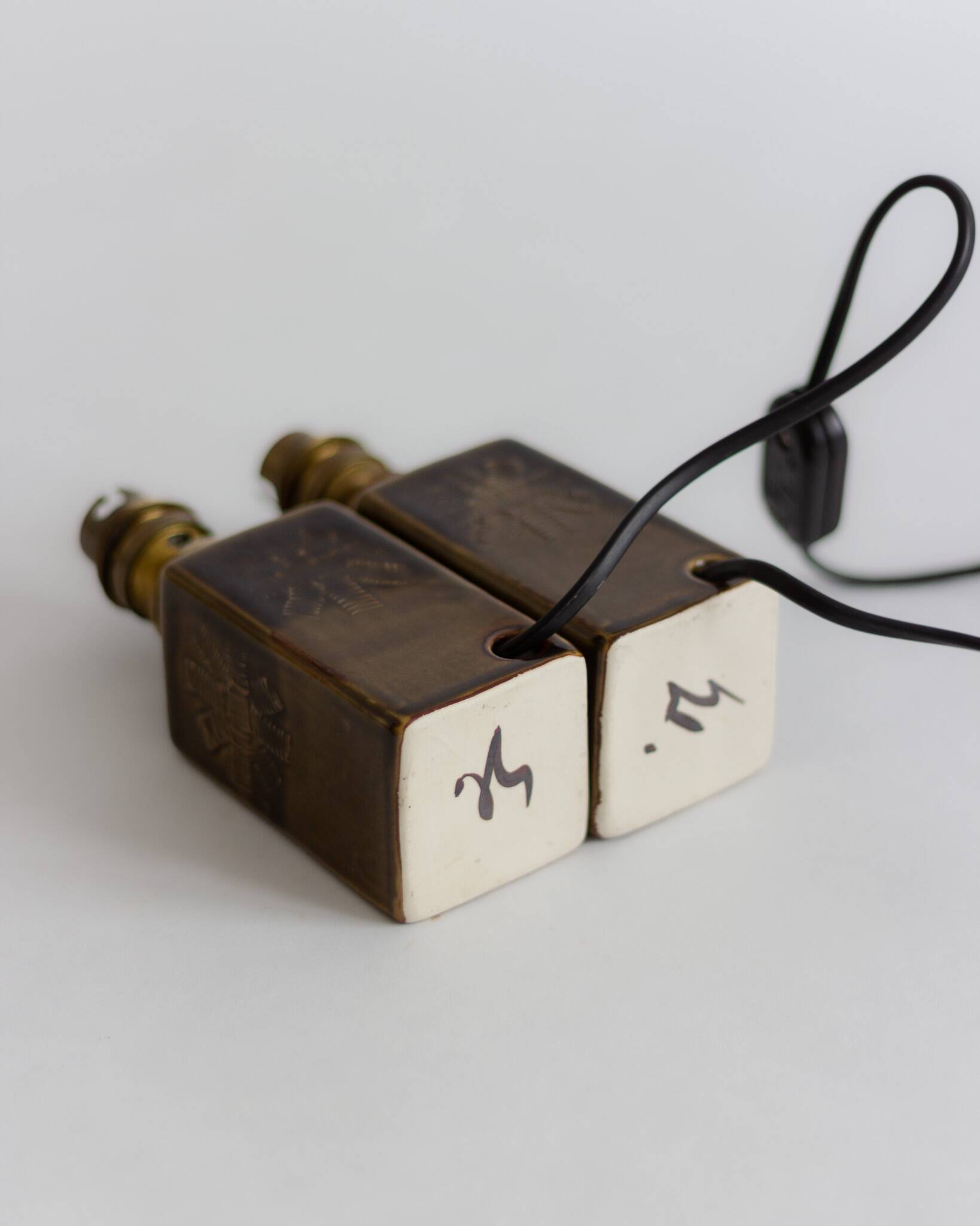 Two glazed ceramic lamps – Signature to be identified – 1960s