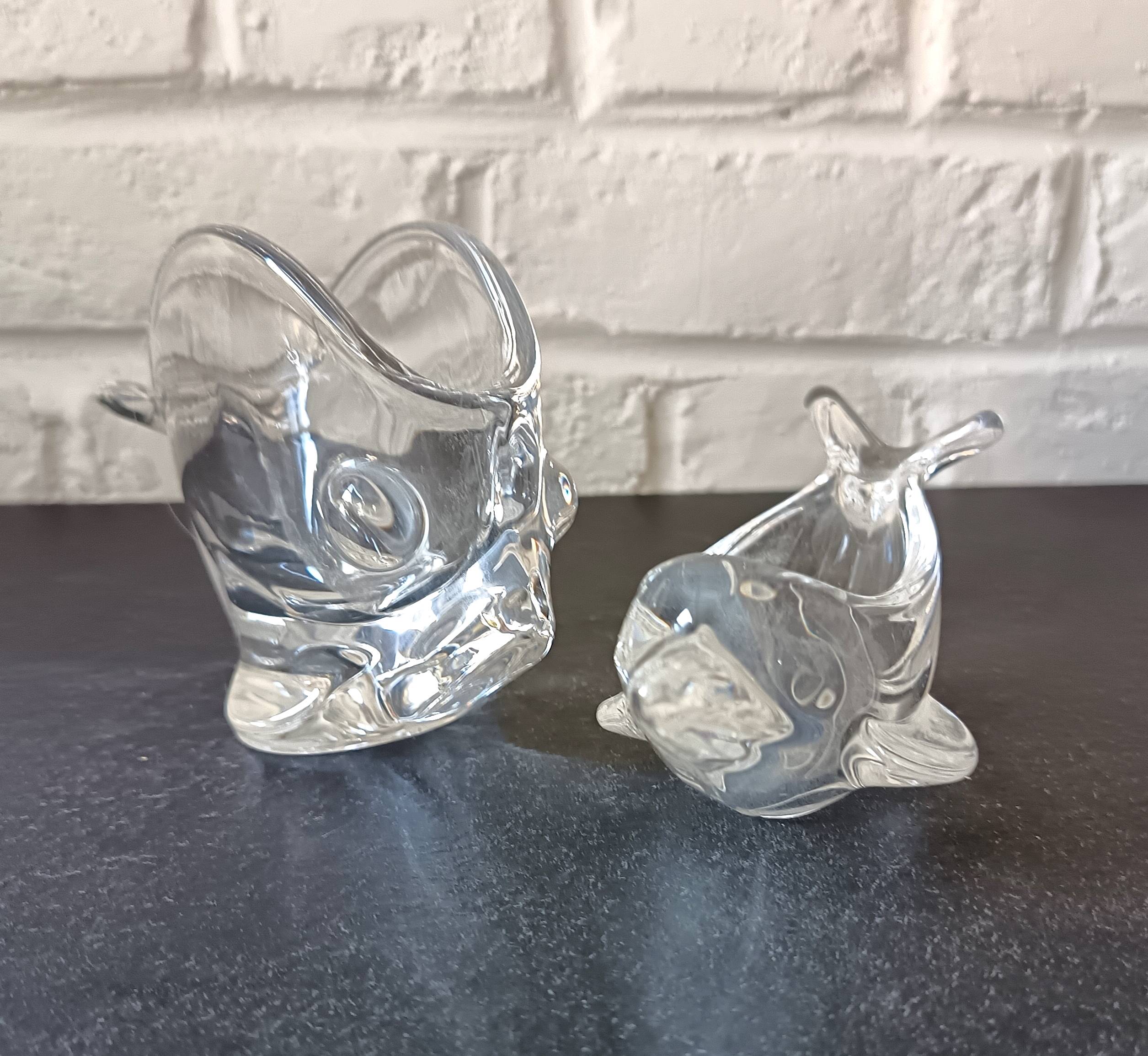 Set of 2 Empty Pockets, Dolphin Fish Glass Jars, Vannes Crystal