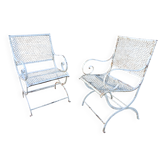 Pair of early 20th century metal garden armchairs
