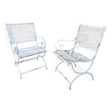 Paire de fauteuils  de Jardin en métal début XX émé
