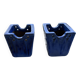 Set of two hanging pots in blue glazed ceramic.