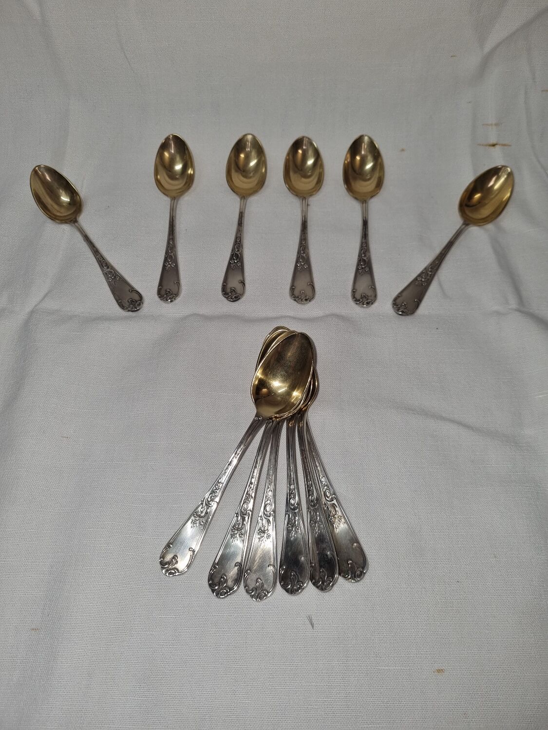 12 spoons of mocha, vermeil & silver