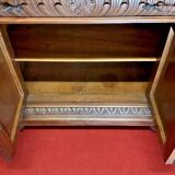 Renaissance style hunting lodge sideboard with carved lions in solid walnut circa 1850
