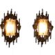 Mazzega. Pair of Brutalist wall lights in glass and iron. 1950s.