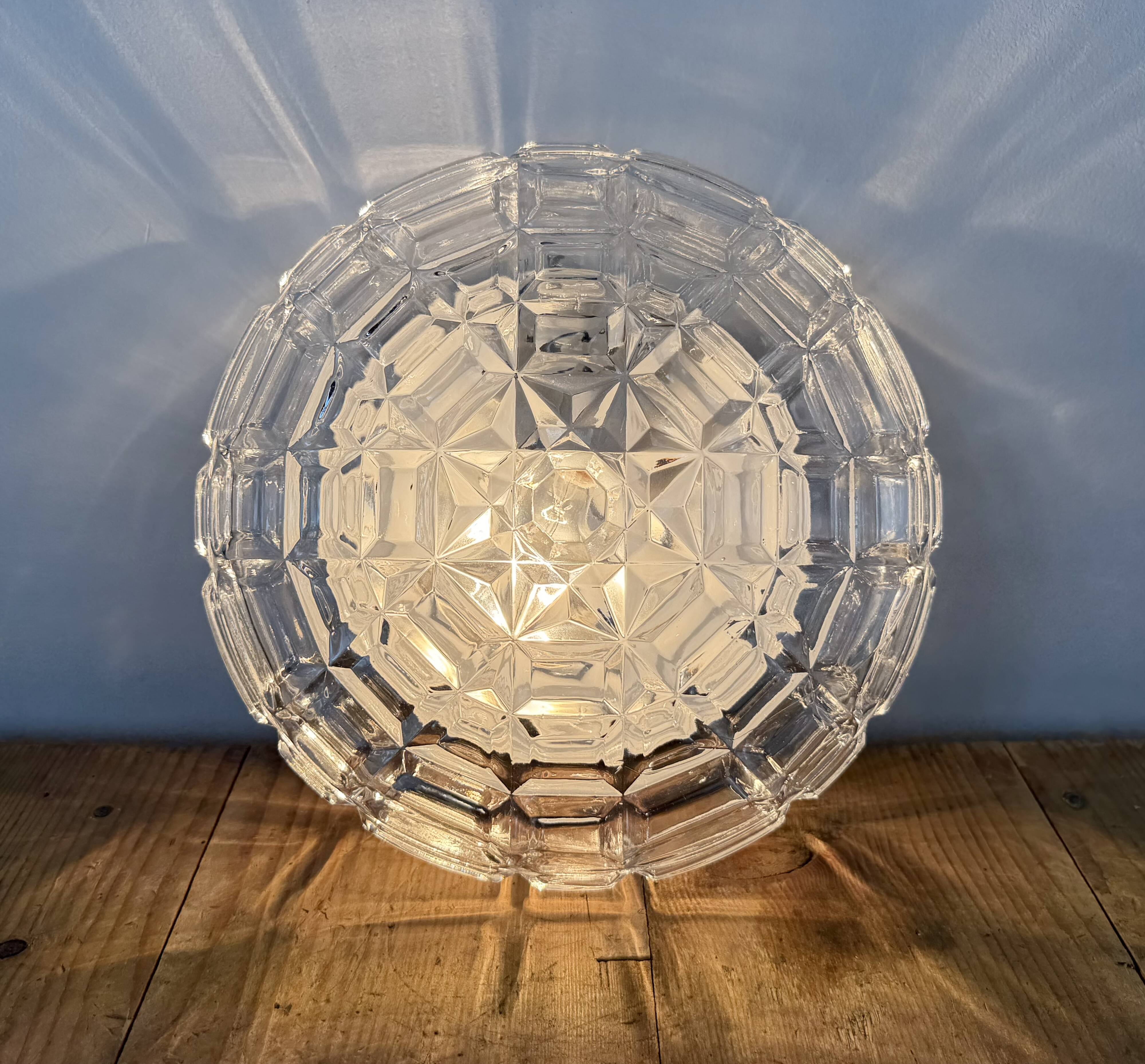 Vintage Glass Wall or Ceiling Light, 1970s