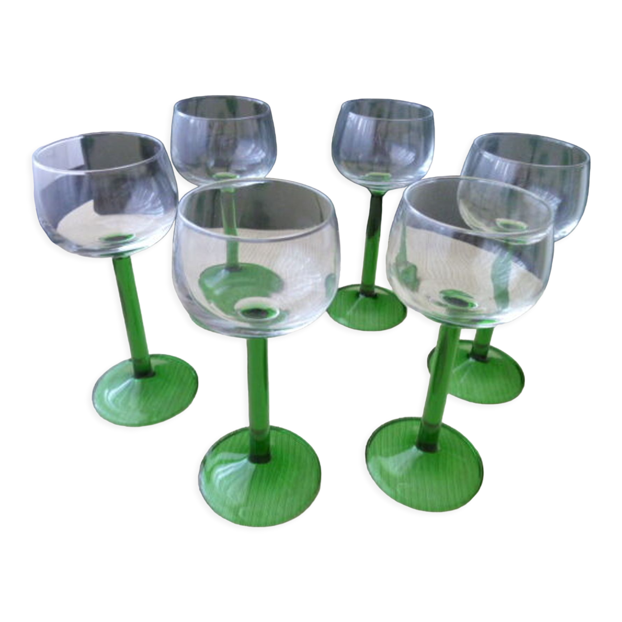Set de 6 verres à vin d'Alsace en verre uni