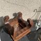 Plant holder, wooden saddle, old base