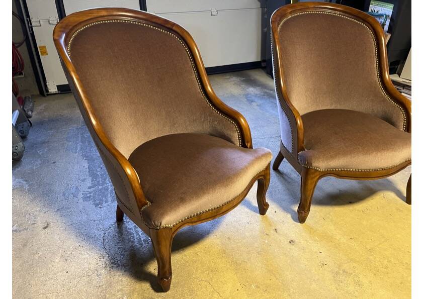 Light brown velvet fireside chair