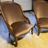 Light brown velvet fireside chair
