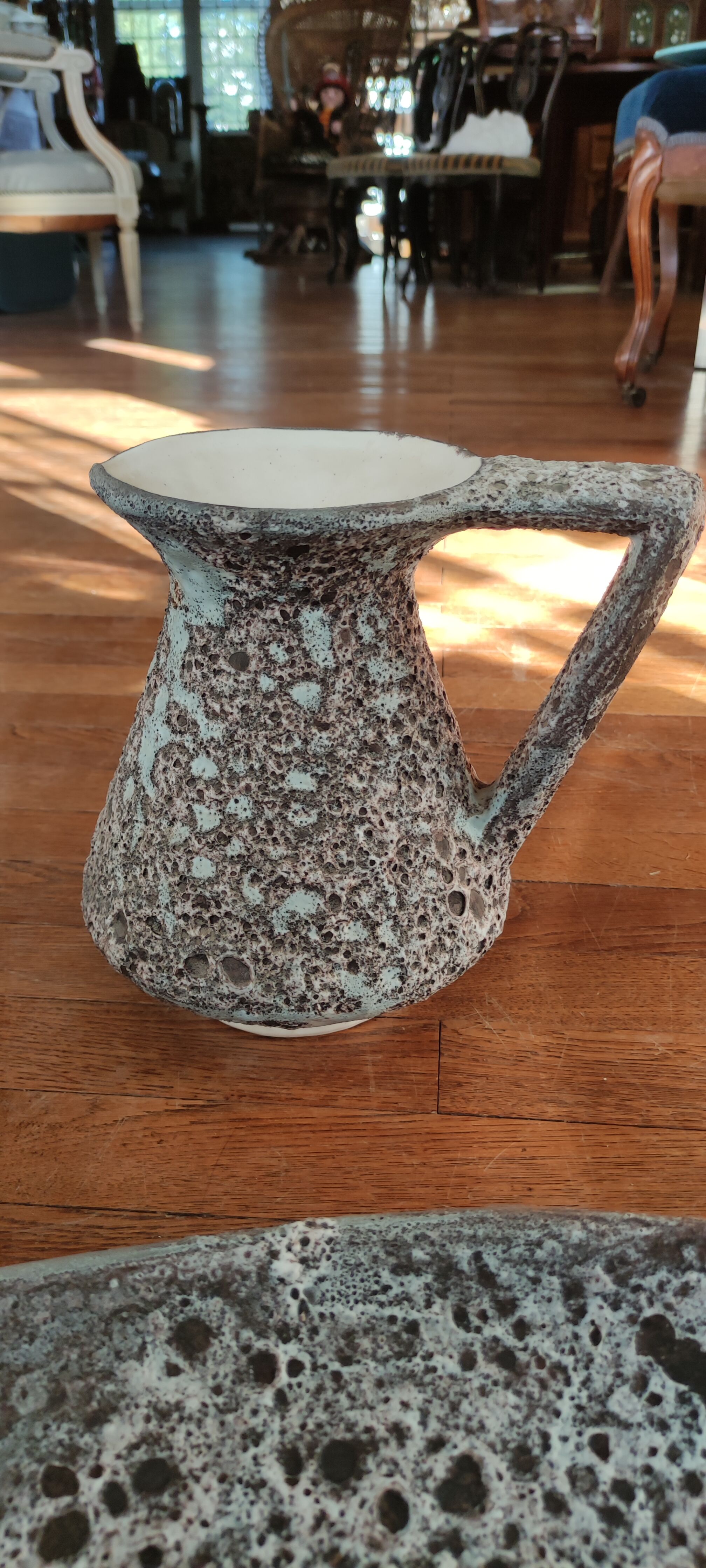 Vintage ceramic pitcher/Vallauris Annette Roux flat set