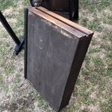 Vintage desk table in solid oak with 1 drawer facing turned legs with sleepers.