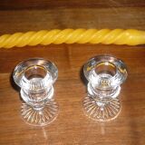 4 molded glass candle holders