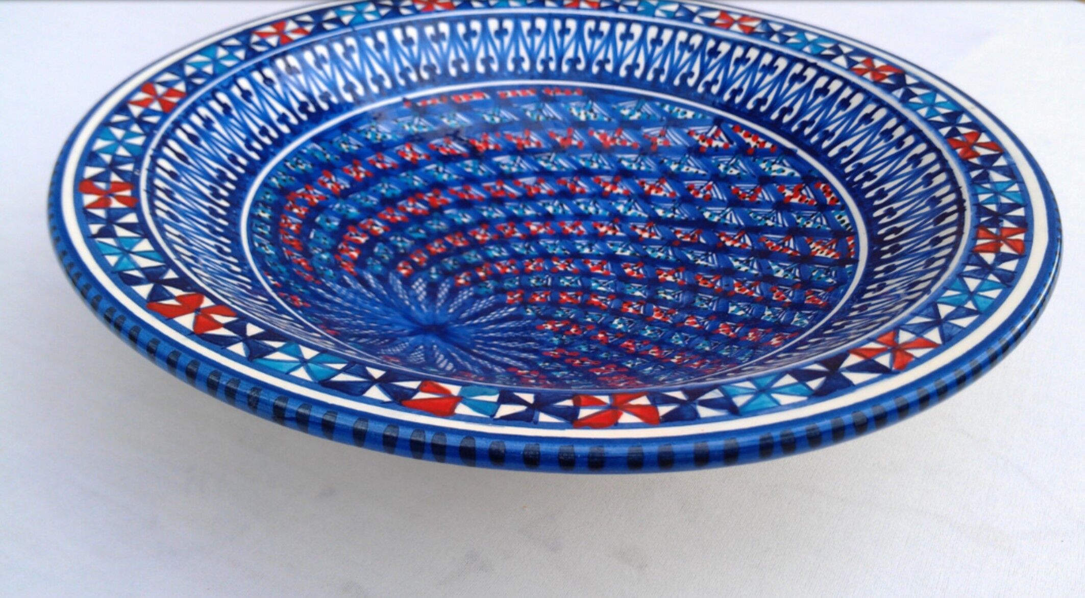 Handmade multicolored ceramic dish