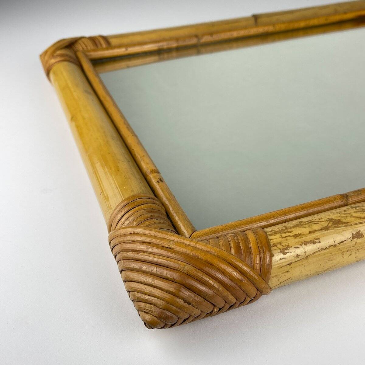 Mid-century bamboo wall mirror, Italy, 1960s