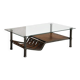 Brutalist coffee table in wrought iron and leather.