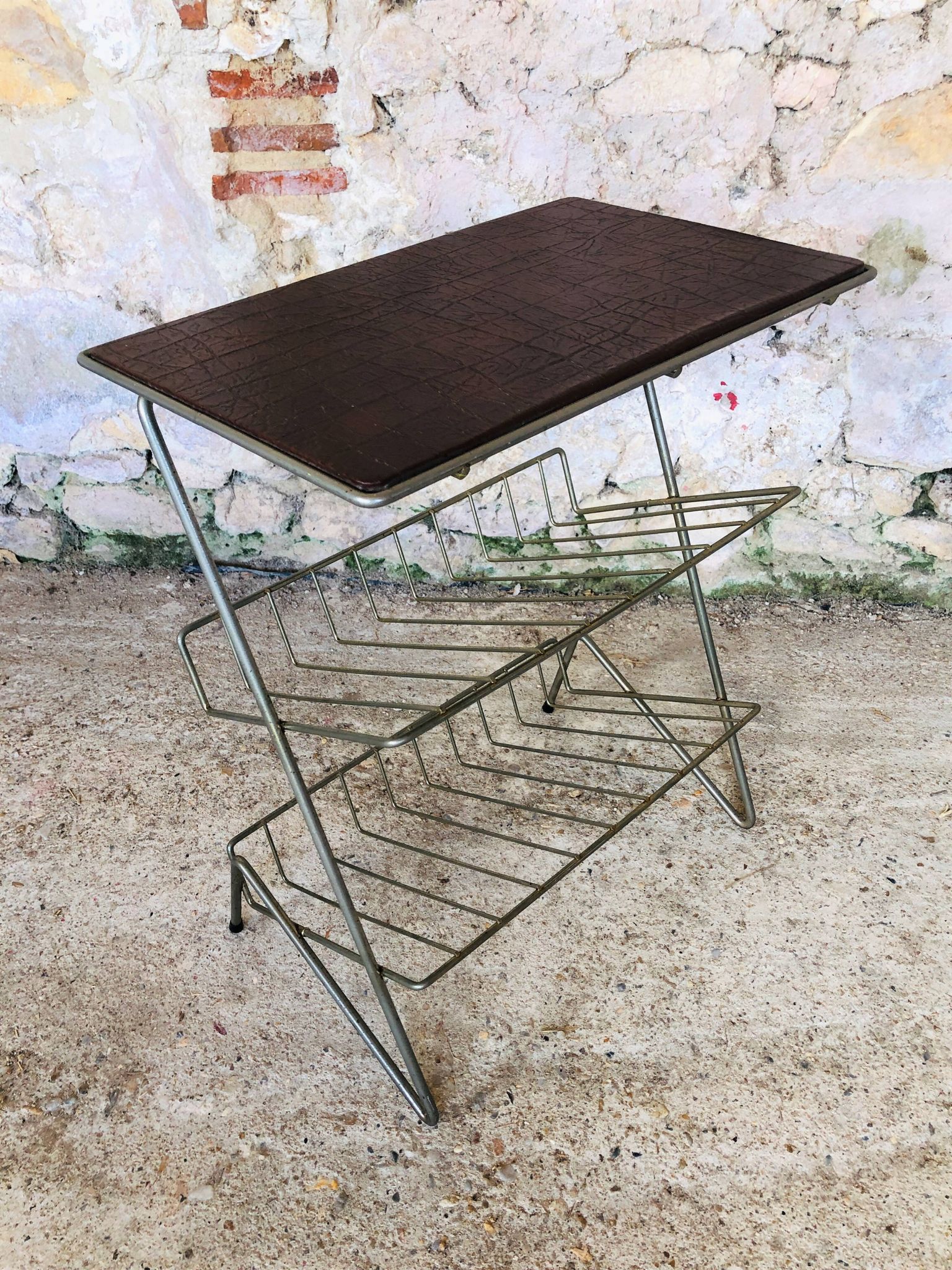 Side table / storage for vinyl top faux leather vintage 60s