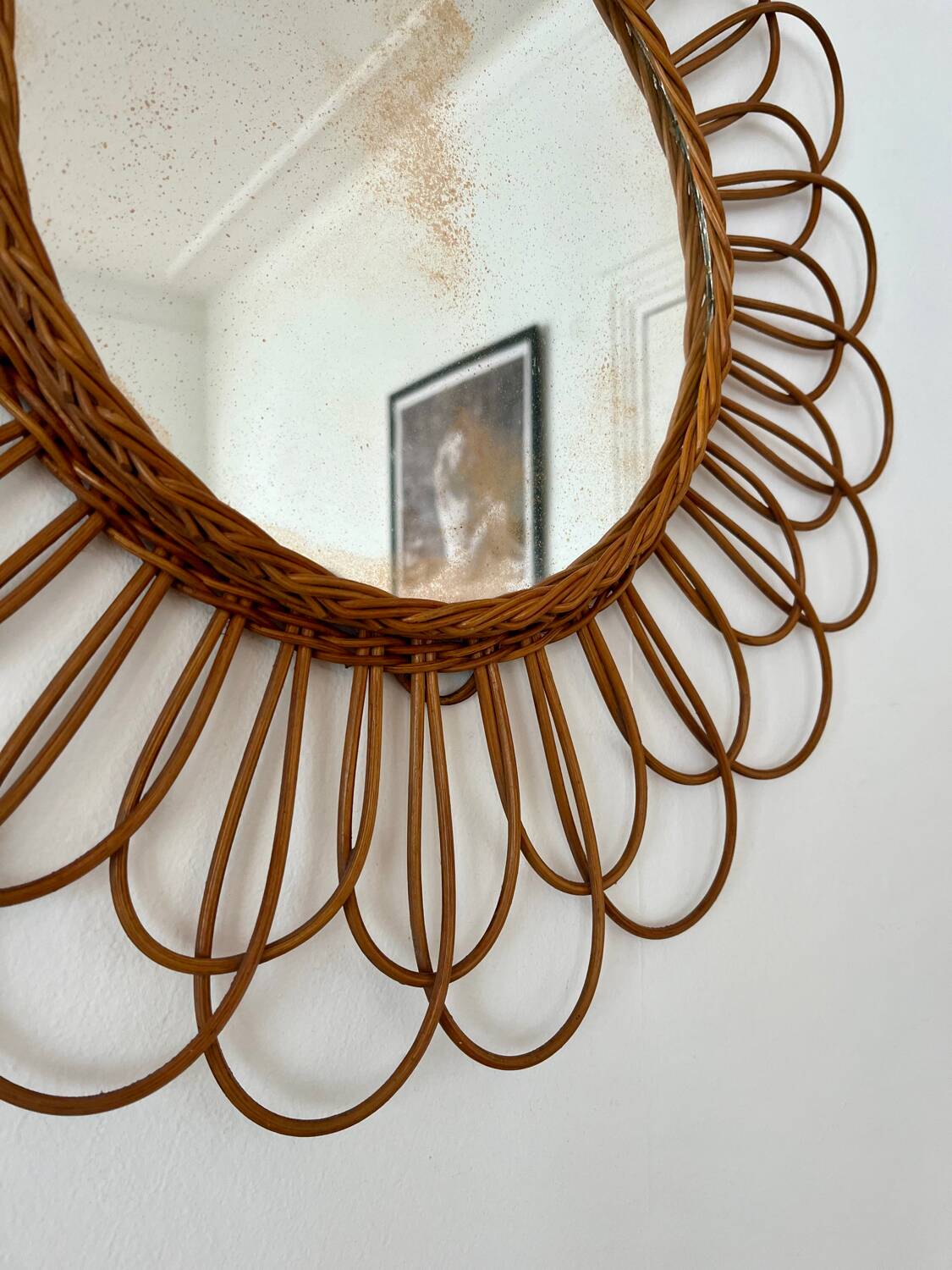Vintage rattan mirror from the 60s