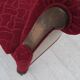 1950s, Danish armchair, red and light grey furniture wool, carved oak wood.