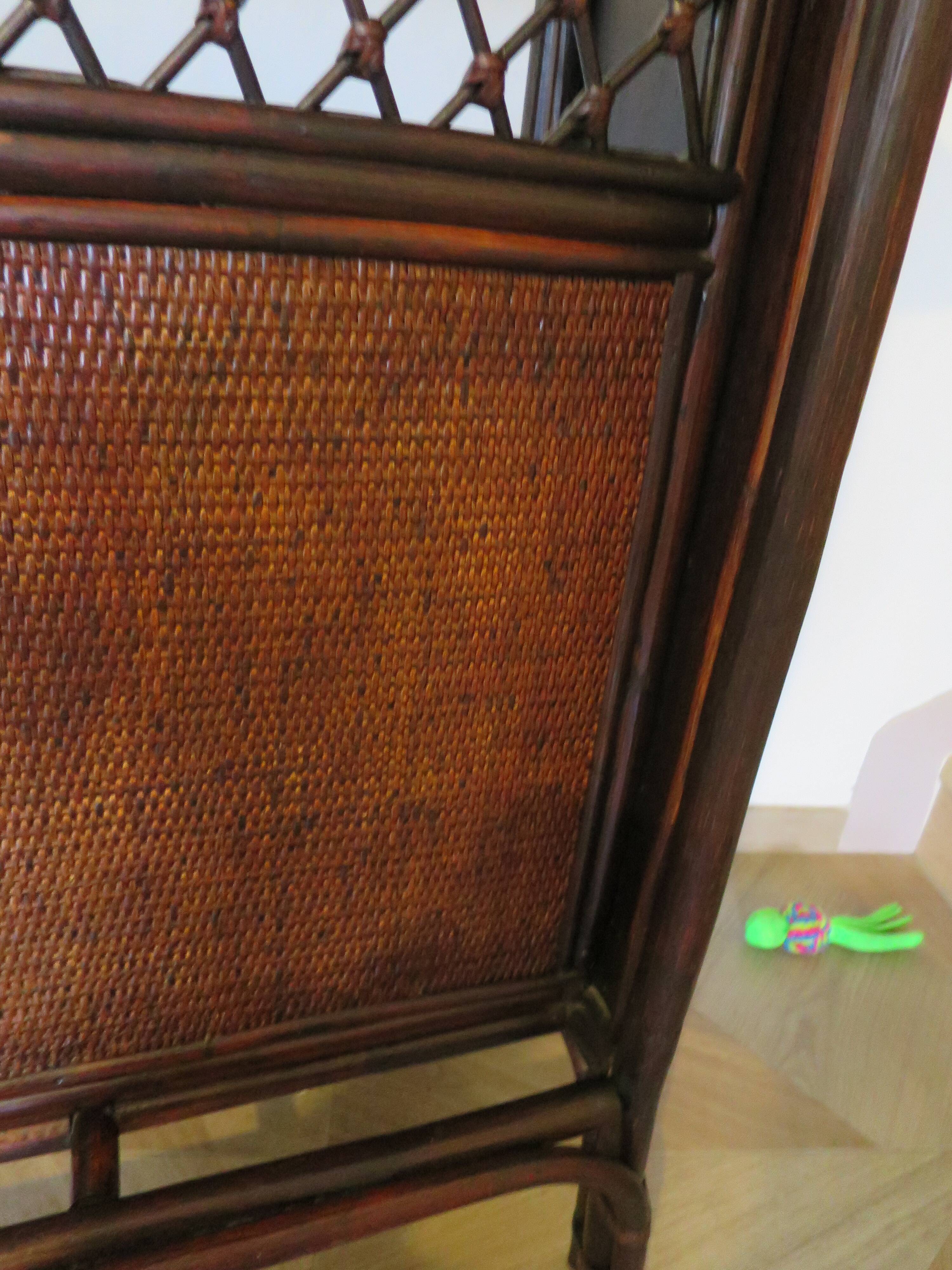 Rare vintage bar cabinet shelf wood woven rattan 80s retro