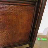 Rare vintage bar cabinet shelf wood woven rattan 80s retro