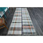 Vintage Turkish Oushak Handmade Wool Cotton Green Runner Rug 125x310
