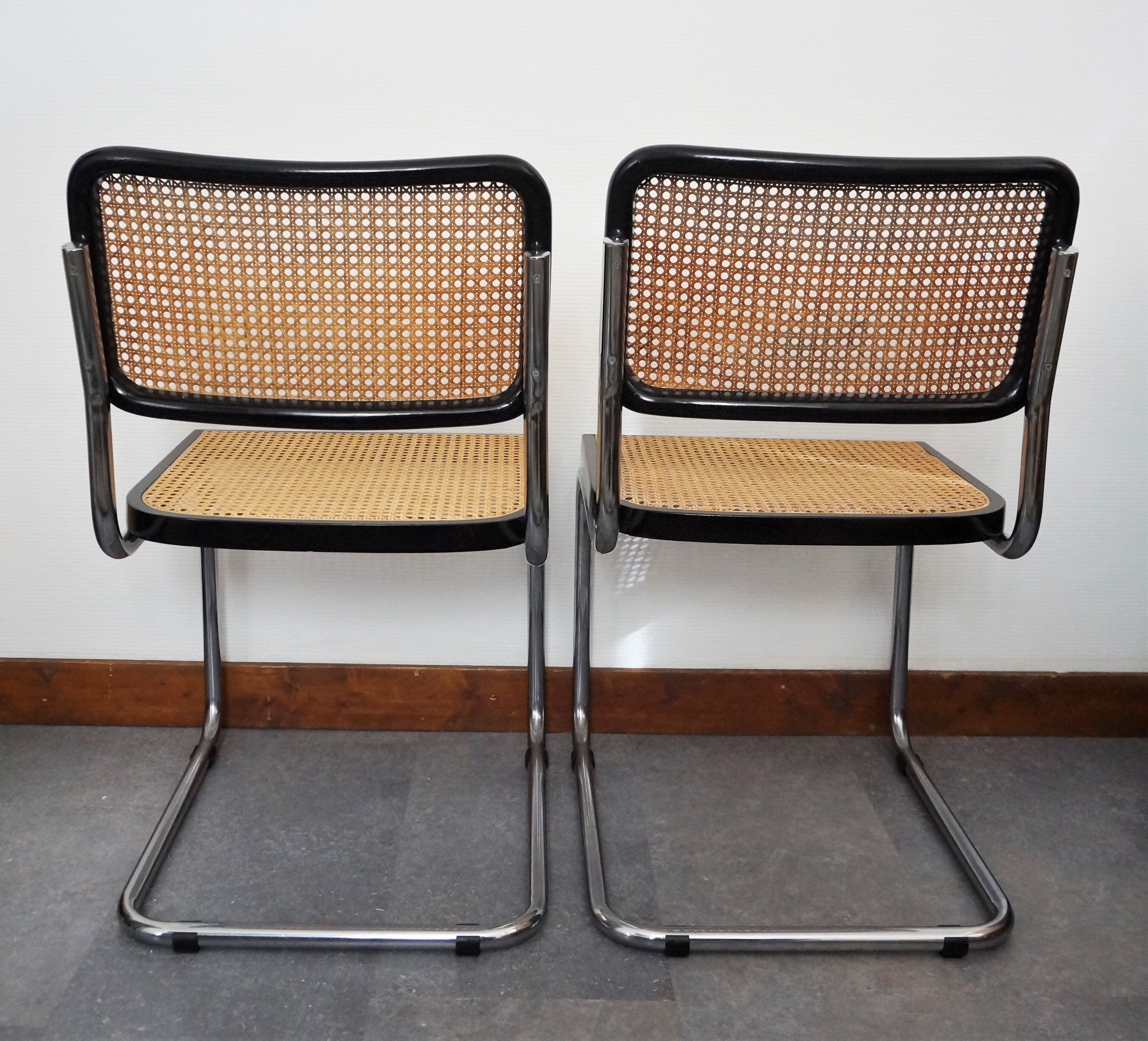 Pair of chairs canned, model b32 by Marcel Breuer