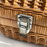 Small vintage rattan suitcase, bohemian spirit, 1960s-70s.