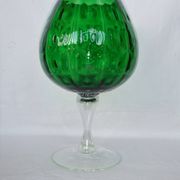 Vase Chalice glass Empoli green centerpiece on foot 38 cm cut collection