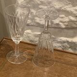 6 vintage champagne flutes patterned leaves or petals