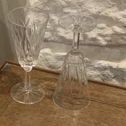 6 vintage champagne flutes patterned leaves or petals