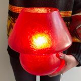 Large vintage fiberglass mushroom table lamp