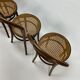 Set of 4 Mid Century Zpm Radomsko Bentwood and Cane dining chairs, 1960s
