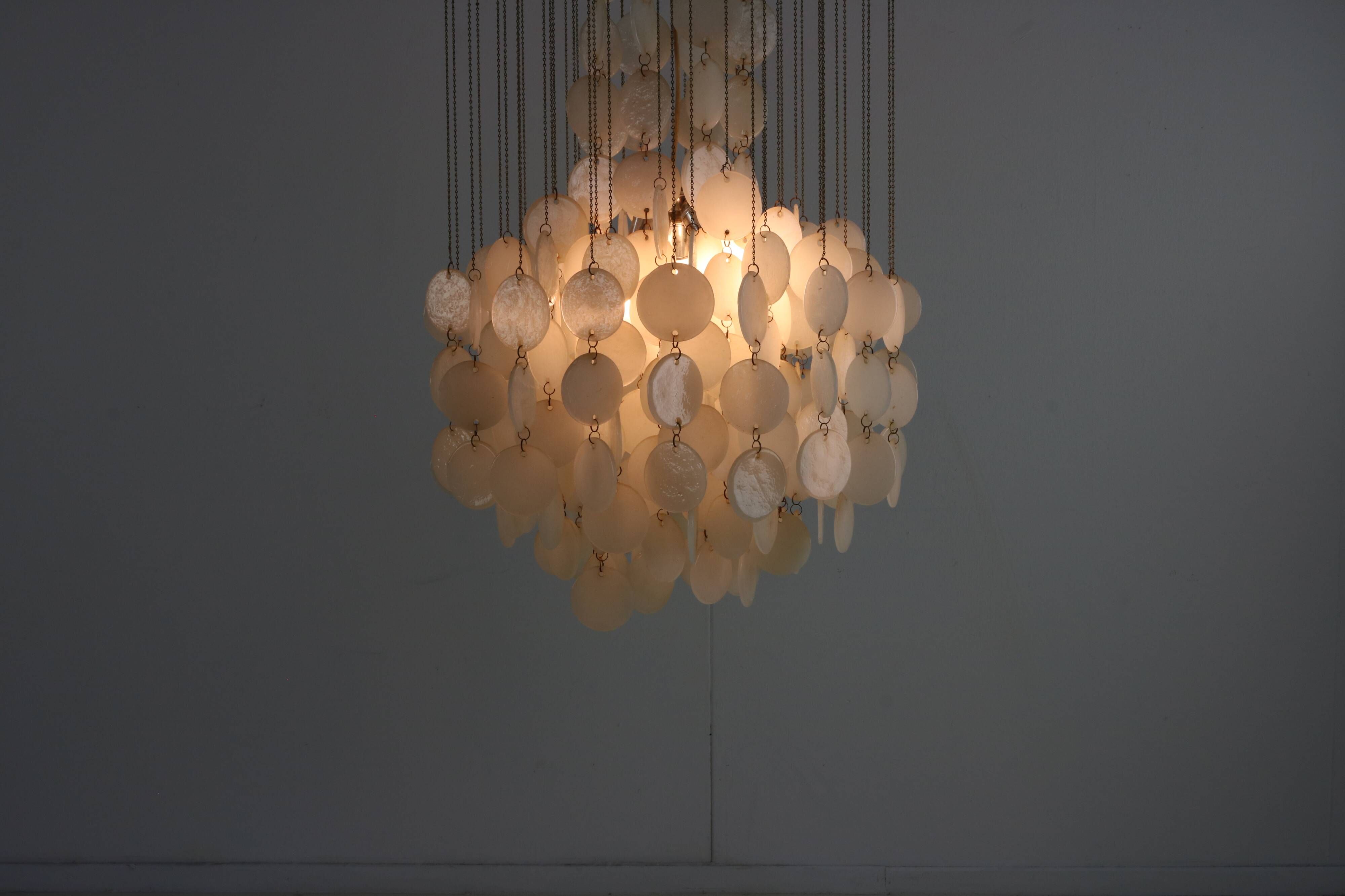 Sixties ceiling lamp with small ceramic shells