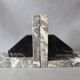 Set of 2 vintage Art Deco bookends in grey, black, and white marble