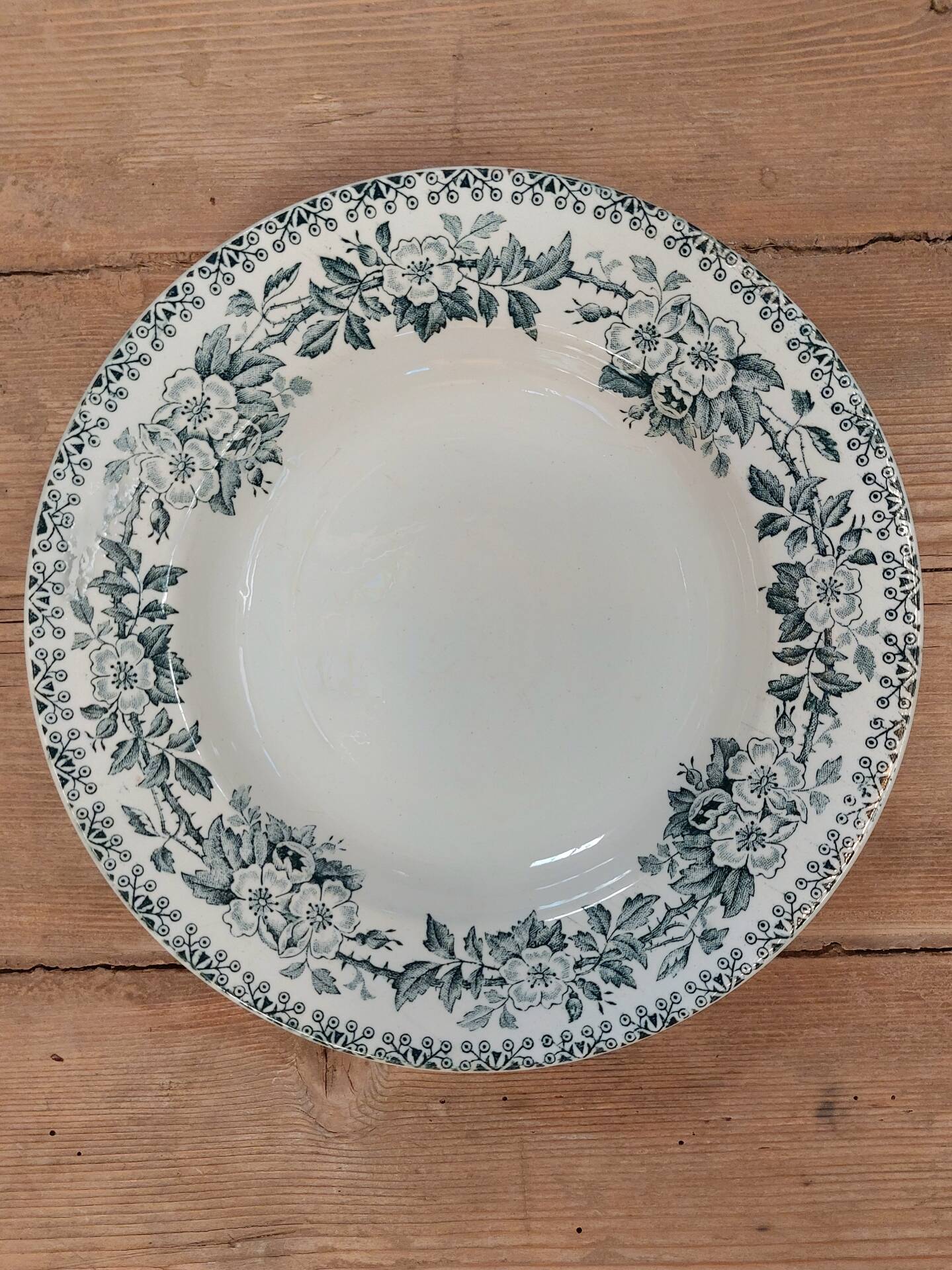 6 antique deep plates made of ironstone - Guadeloupe model