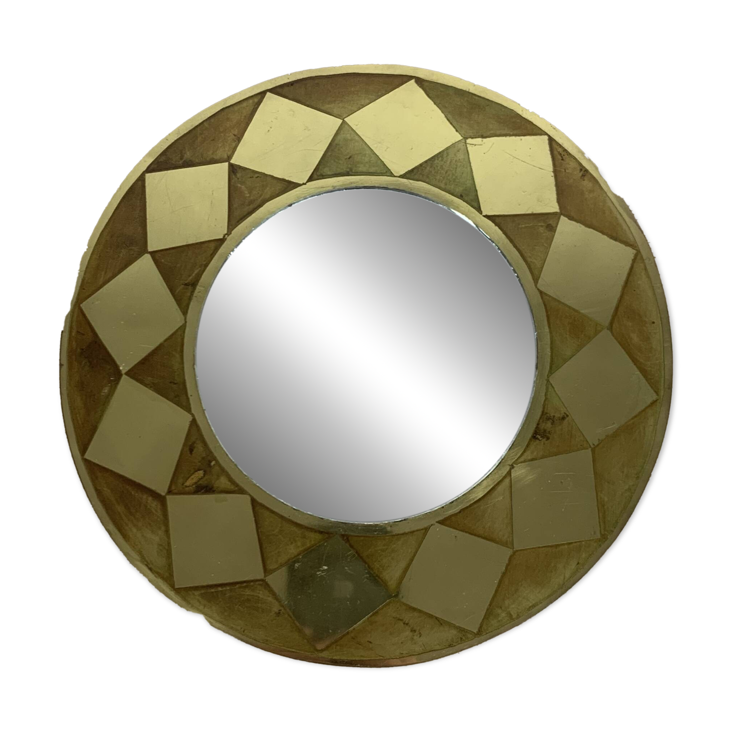 Miroir rond laiton doré vintage
