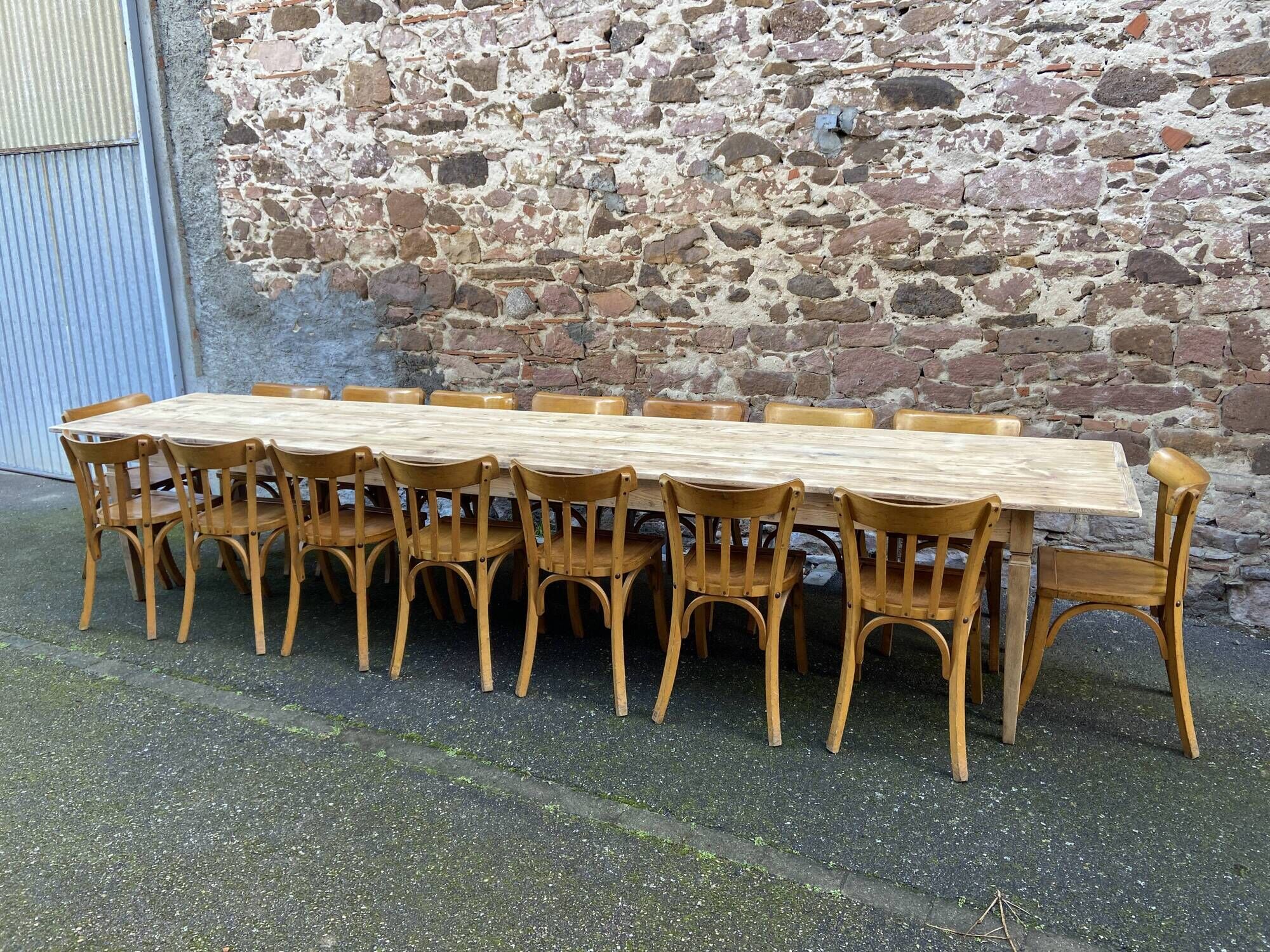 Incredible 400 cm farm table in fir 1900 brasserie natural raw wood