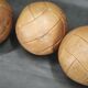 Set of Three Czech Leather Medicine Balls, 1950s