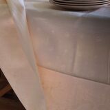 Nappe ancienne en damassée coton teintée en rose thé