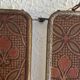 Miroir vintage 1900 triptyque barbier biseauté simili cuir matelassé - 27 x