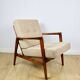 PRL armchair "Stefan" oak wood vintage beige - gold boucle - 3 pieces available