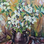 Mid 20th Century "Flower Jar" Swedish Modernist Still Life Oil Painting, Framed