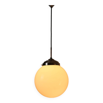 Suspension opaline chrome vintage, années 1970-80