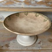 Patinated ironware compote dish, antique fruit bowl.