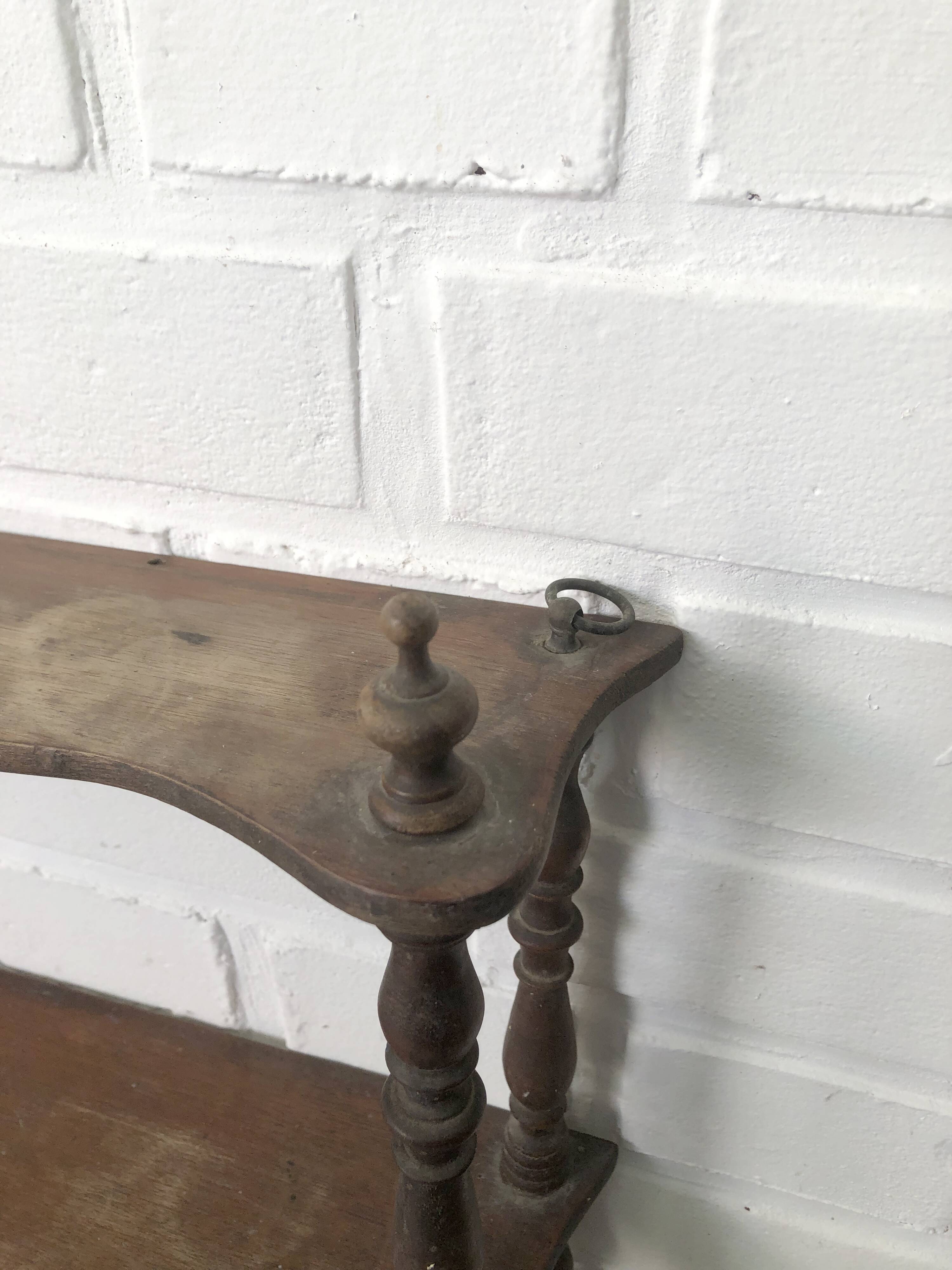 19th-century turned wooden wall shelf in Napoleon III style.